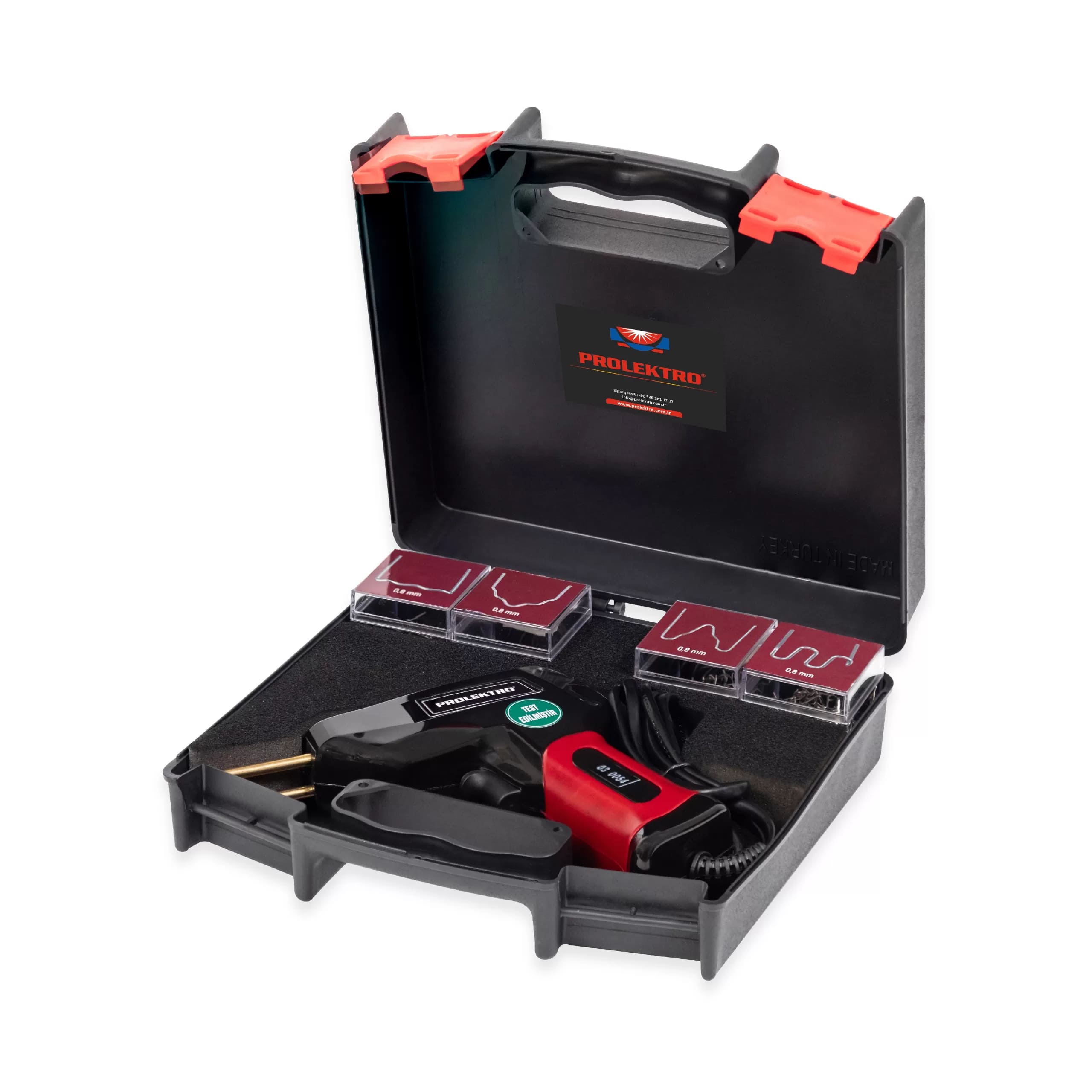 Prolektro 100 W Sıcak Zımba Plastik Tamir Seti-200 Adet Tel Zımba Dahil Siyah-Kırmızı