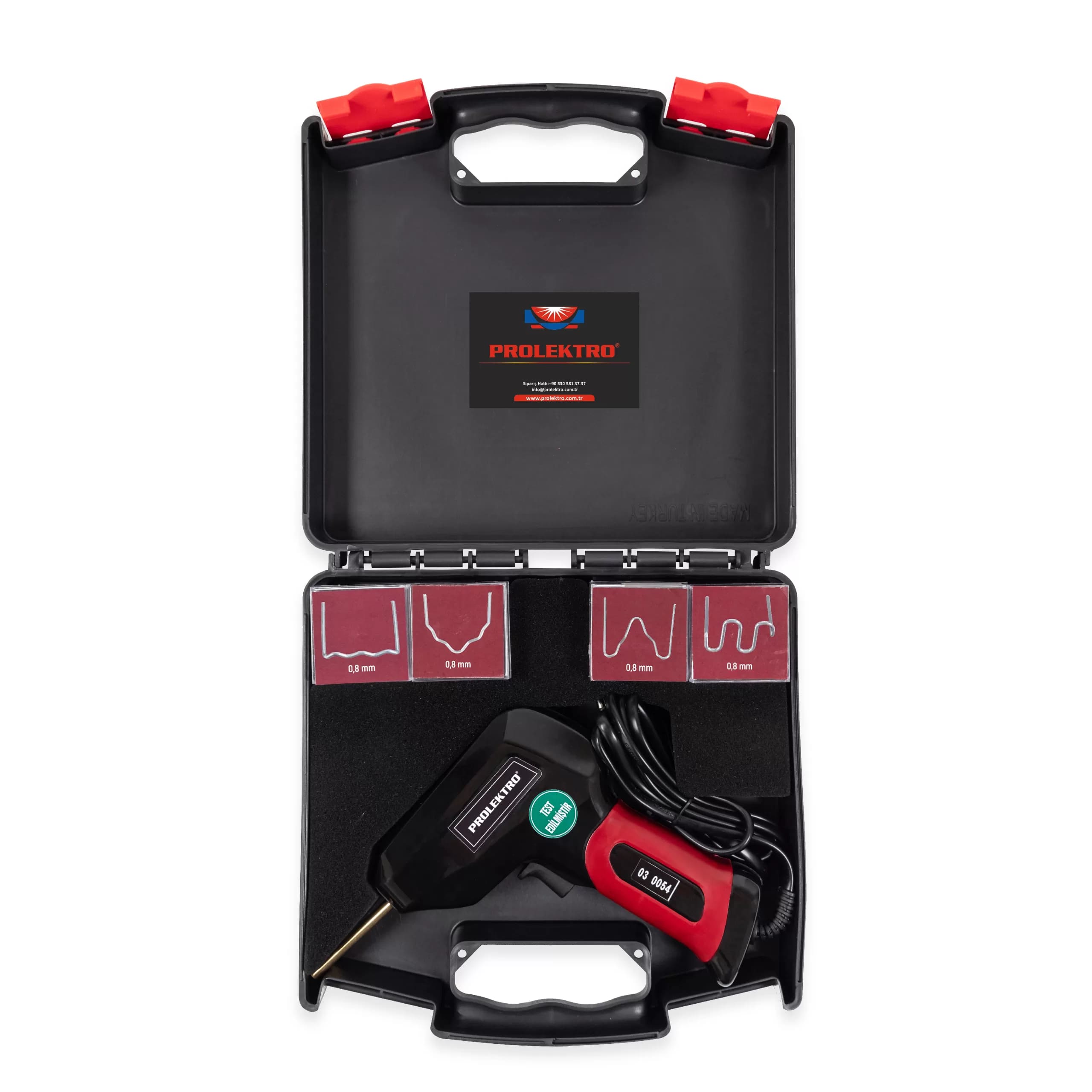 Prolektro 100 W Sıcak Zımba Plastik Tamir Seti-200 Adet Tel Zımba Dahil Siyah-Kırmızı